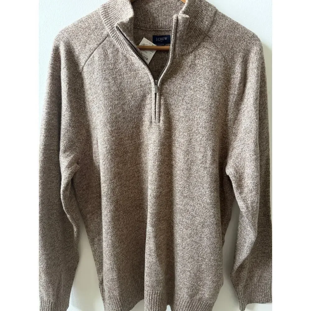 J. Crew lambswool 1/4 zip sweater men's size Large